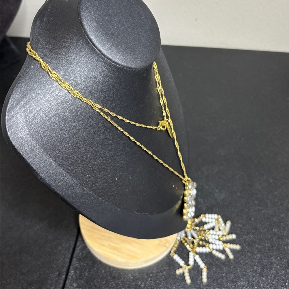 Baublebar Gold Tone Rhinestone Tassel Long Necklace - Picture 8 of 8